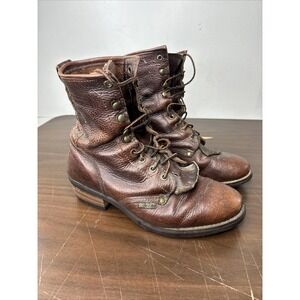 Ad Tec 9" Packer Work Biker Leather Boots Brown Soft Toe 1173 Mens Sz 9.5